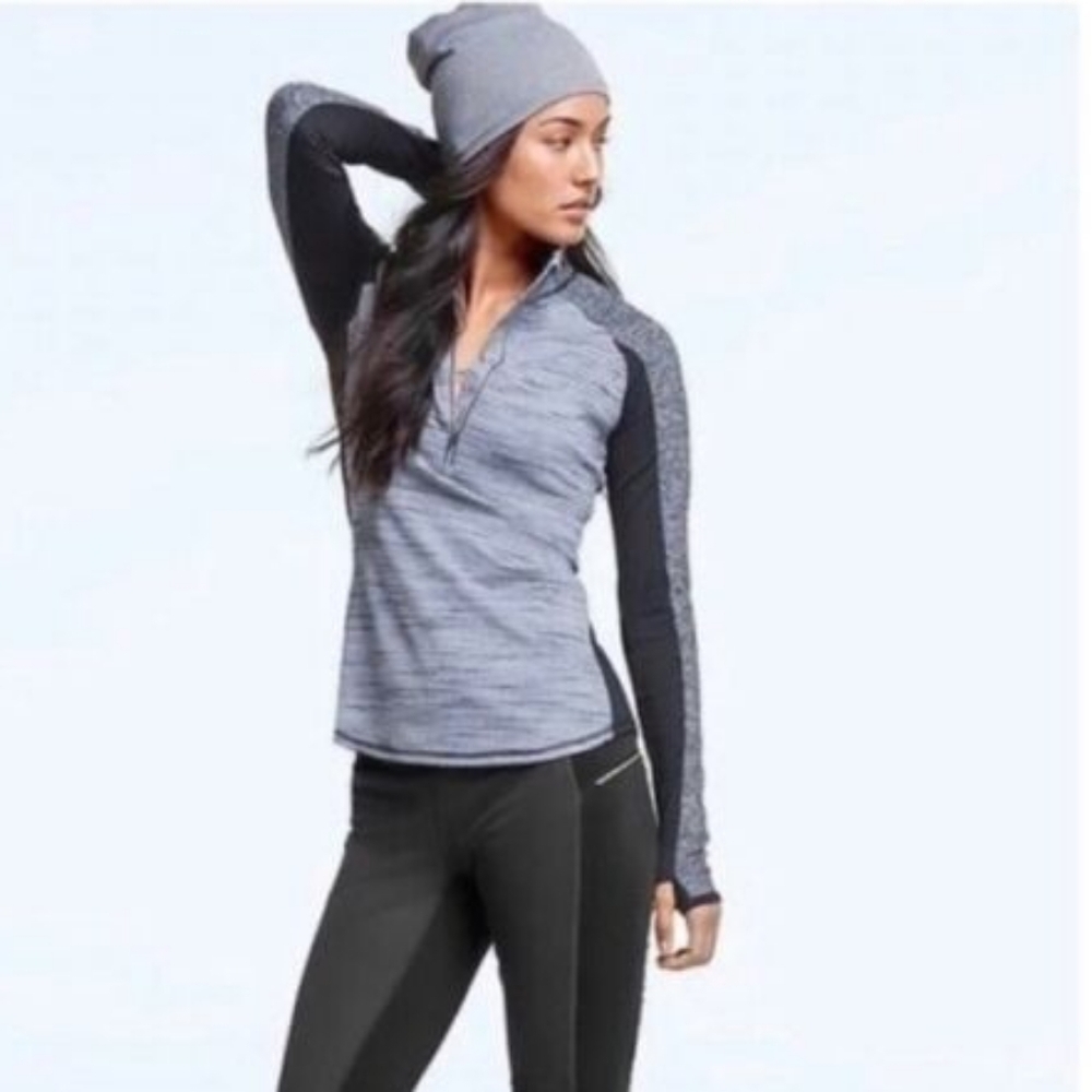 Athleta Running Wild Half Zip Pullover Grey Jacket Top